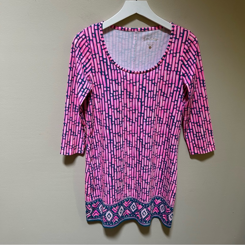 Lilly Pulitzer ~ Beacon Cotton Dress~Slathouse Stripe Engineer Print size Small